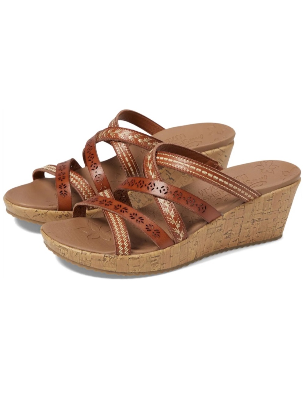 Like New - Skecher’s Women's Beverlee Brown Wedge Slide Sandals